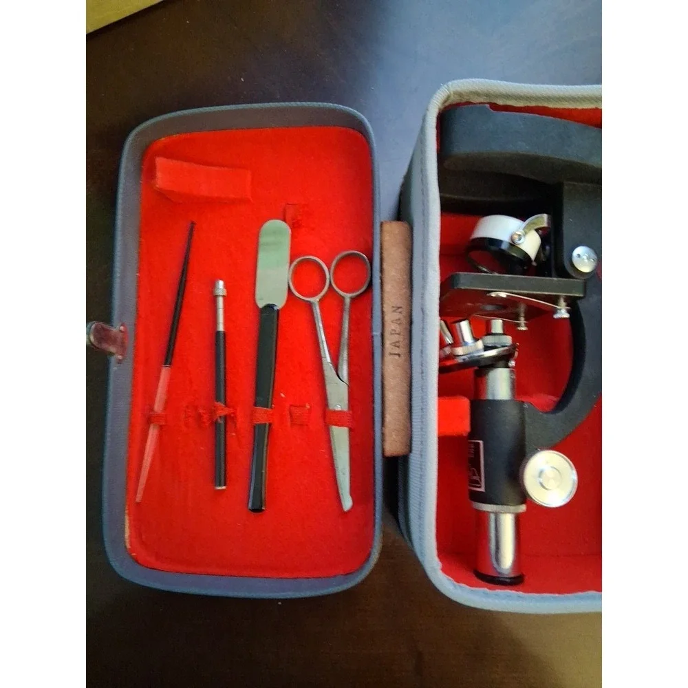 Vintage Sans & Streiffe Vintage Microscope in Original Case With Tools!